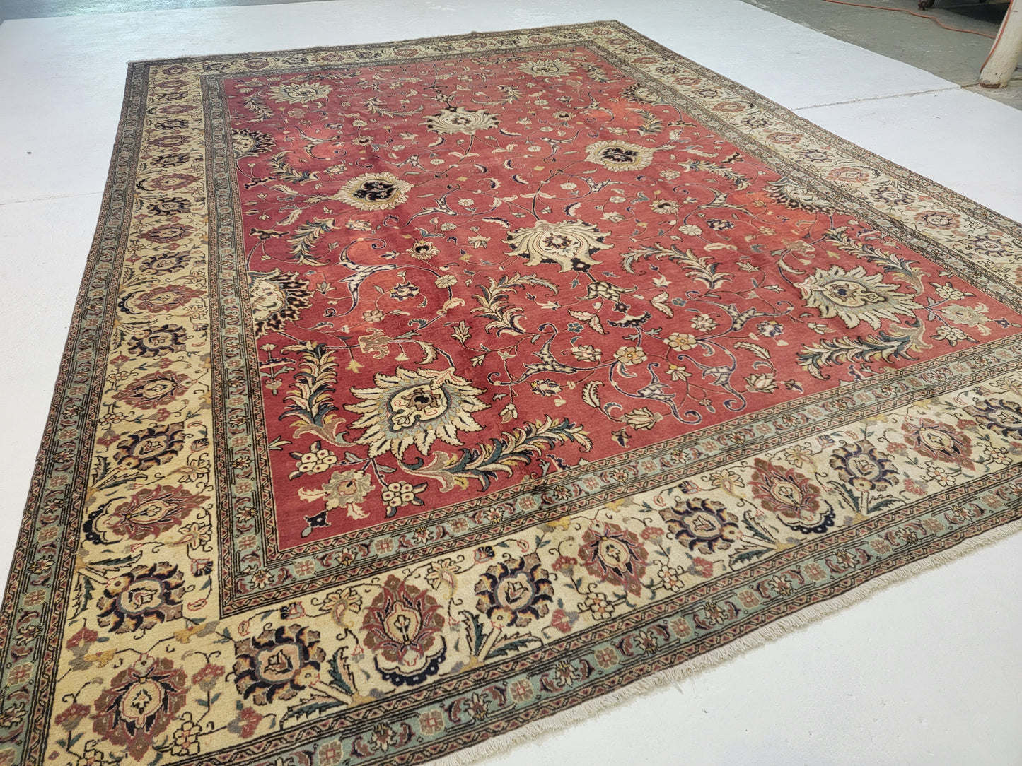 Hand-Knotted Signed Wool Rug Tabriz 9'10" x 13'9"