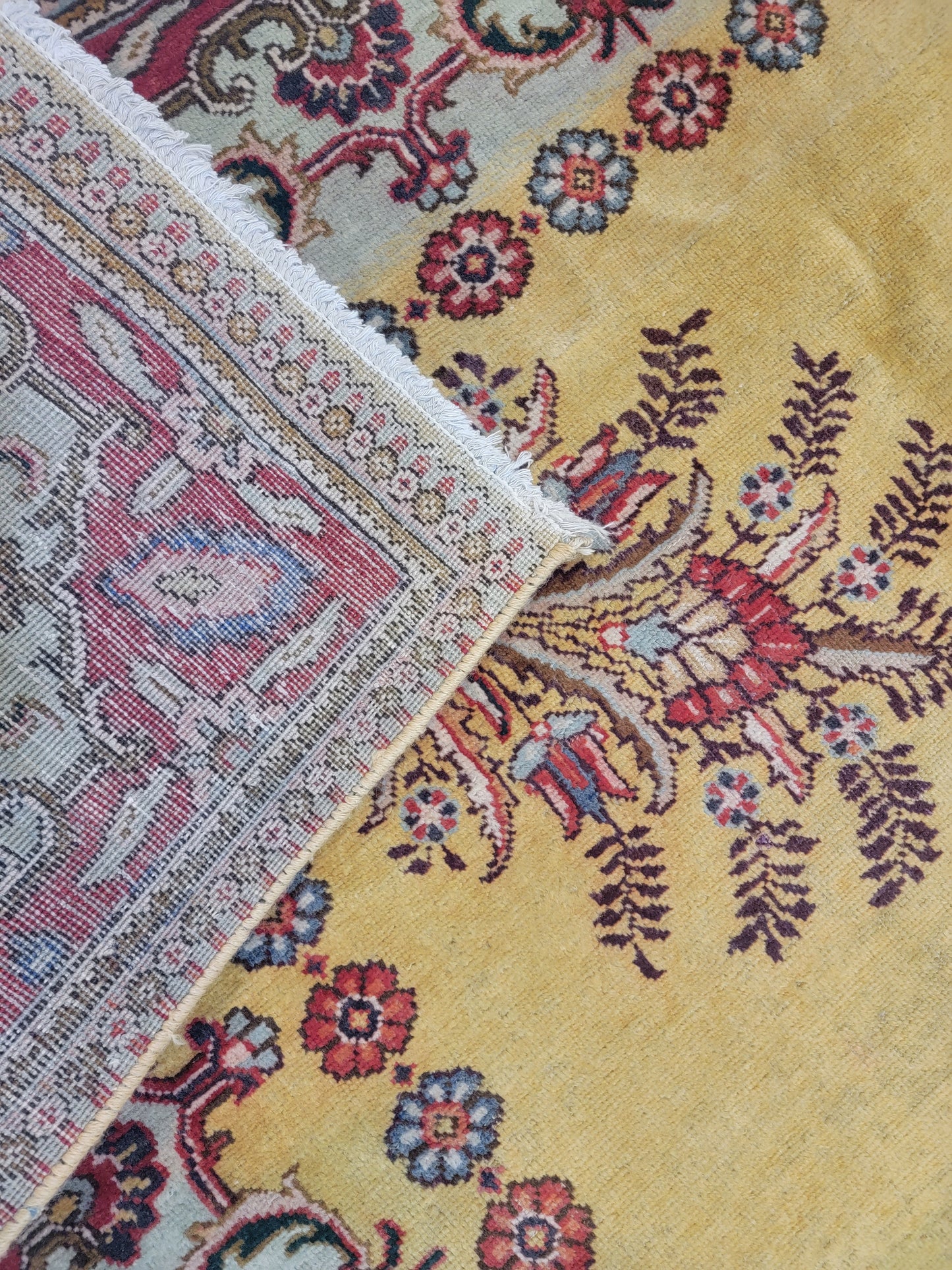 Hand-Knotted Wool Gold open field Rug Tabriz 9'6"x12'9'