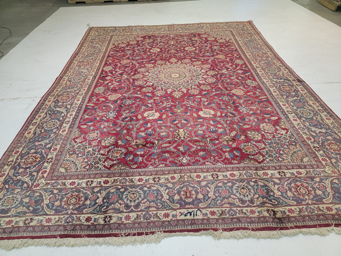 Hand-Knotted Wool Rug Mashad 9'6"x13'3"