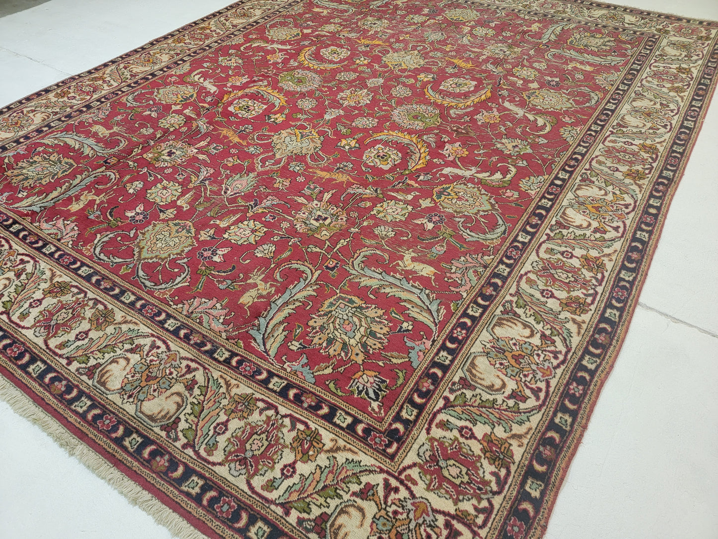 Hand-Knotted Wool Rug Tabriz 9'2"x12'2"