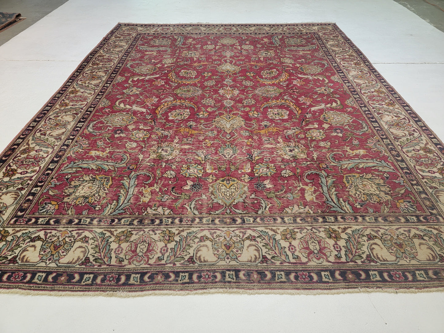 Hand-Knotted Wool Rug Tabriz 9'2"x12'2"