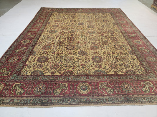 Hand-Knotted Wool Rug Tabriz 9'9" x 12'9"