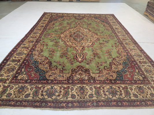 Hand-Knotted Wool Rug Tabriz Medallion 9'.8" x 12'8"