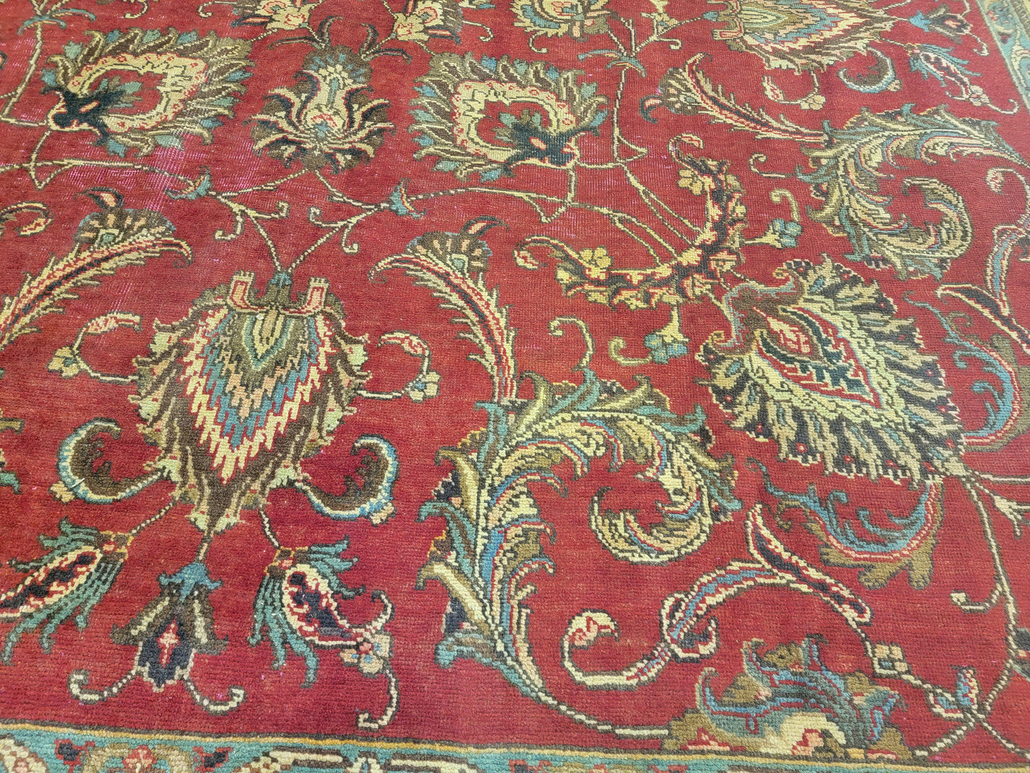 Hand-Knotted Wool Rug Tabriz allover Design 10x13