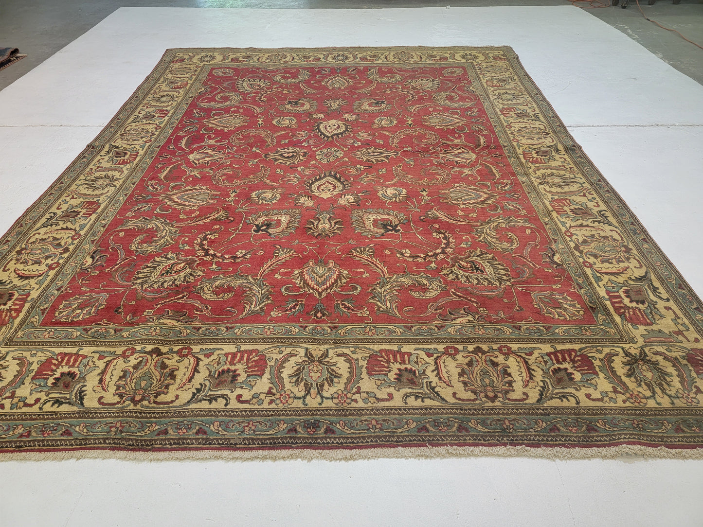 Hand-Knotted Wool Rug Tabriz allover Design 10x13