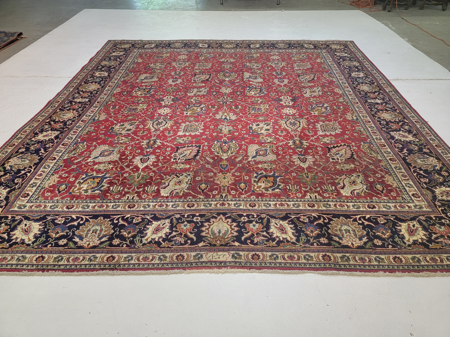Hand-Knotted Wool Rug Tabriz Allover Design 10 x 13