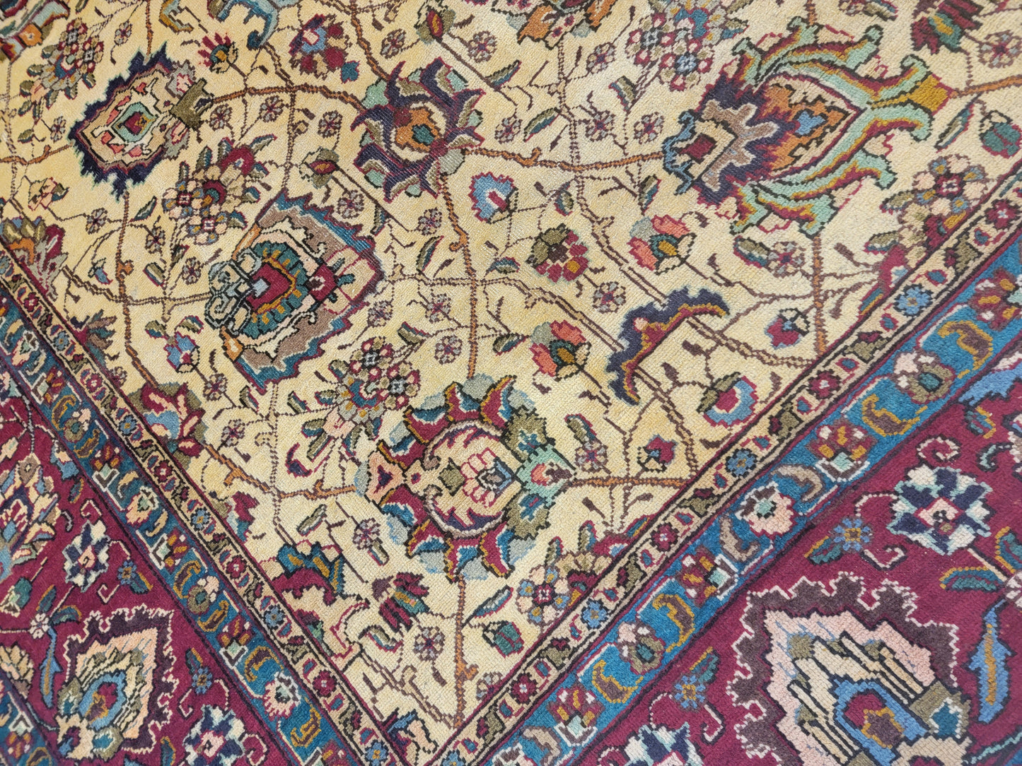 Hand-Knotted Wool Rug Tabriz allover Design 9'.5" x 12'5"