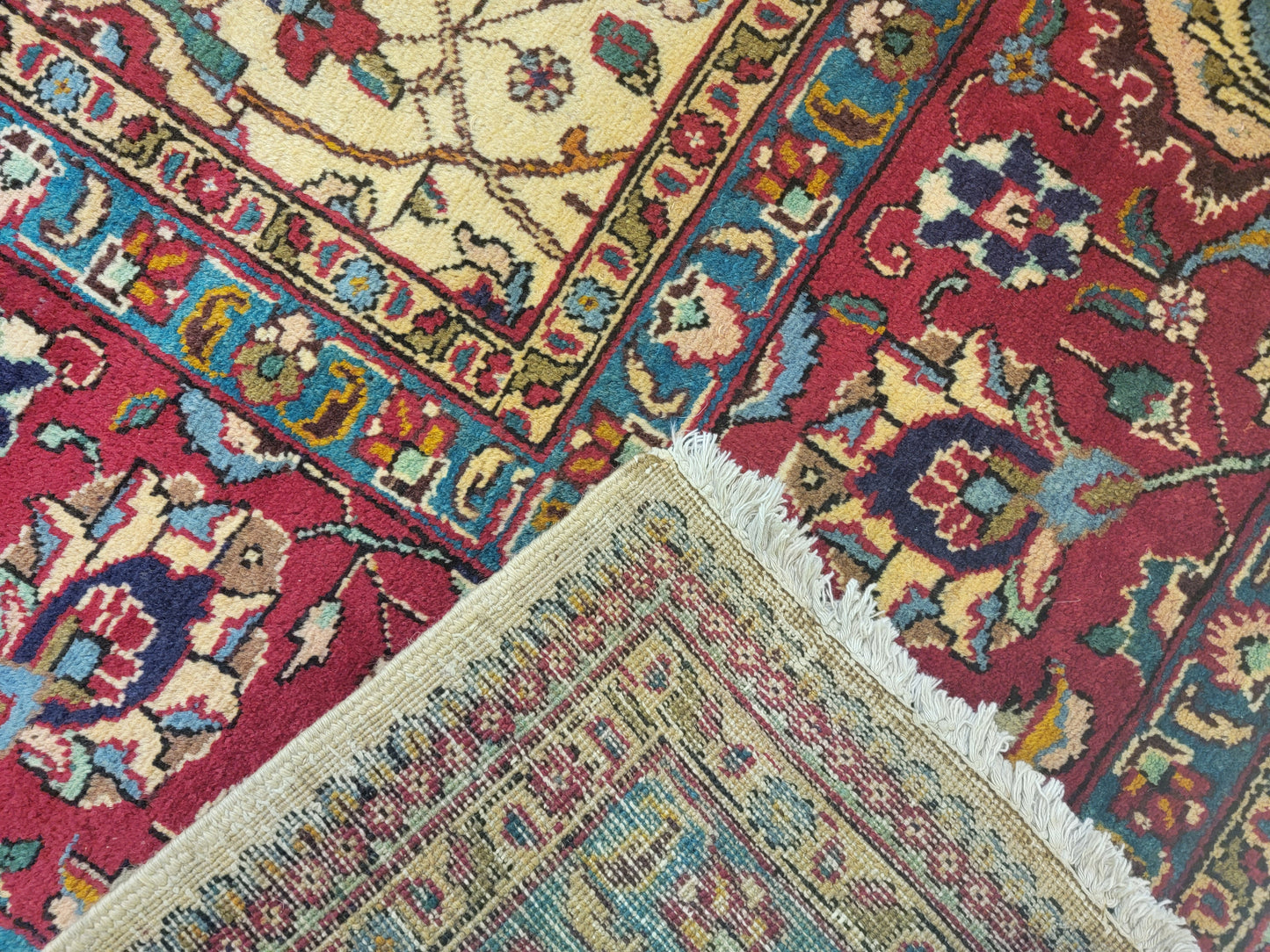Hand-Knotted Wool Rug Tabriz allover Design 9'.5" x 12'5"