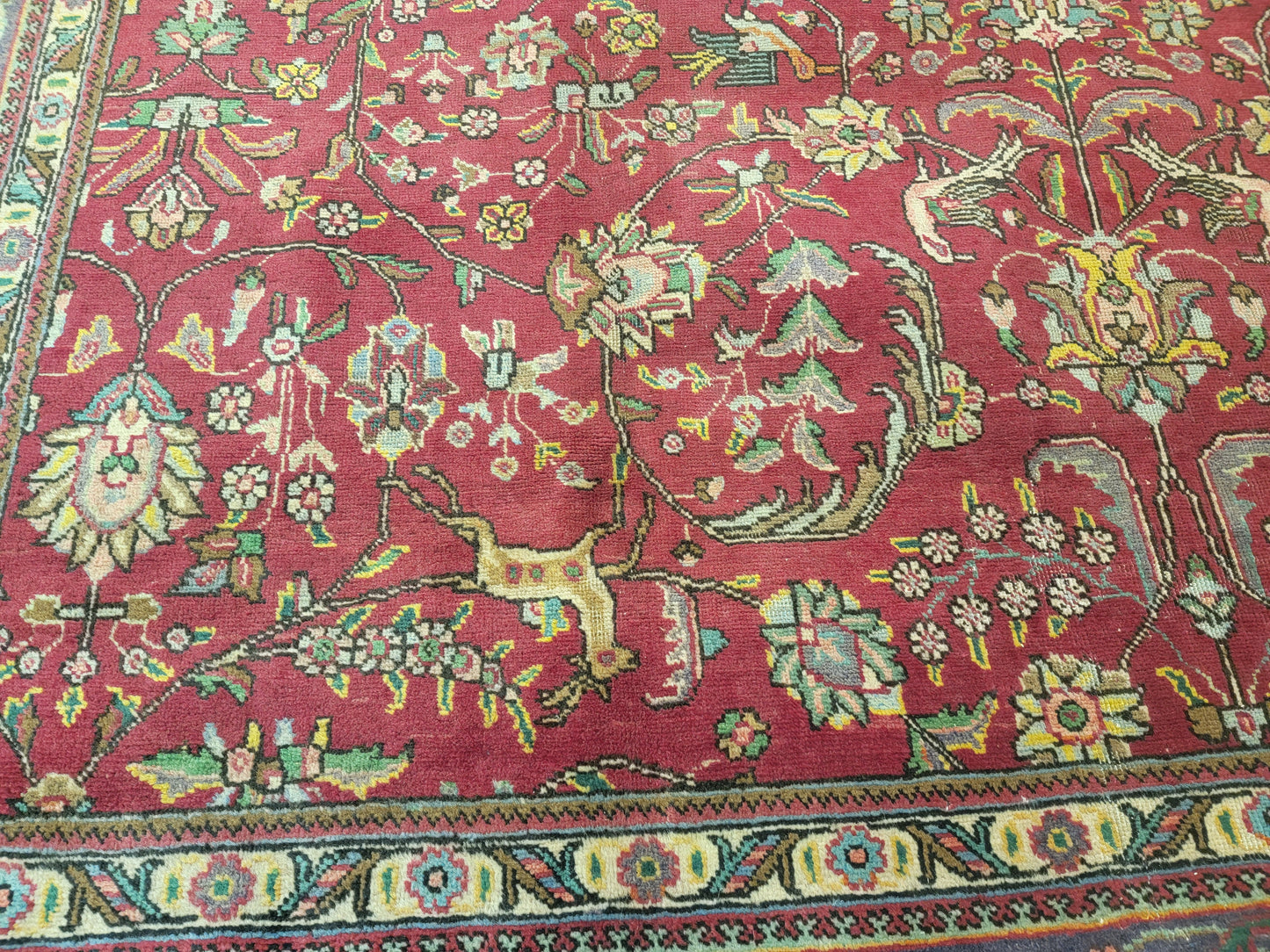 Hand-Knotted Wool Rug Tabriz allover design 9'5" x 12'3"