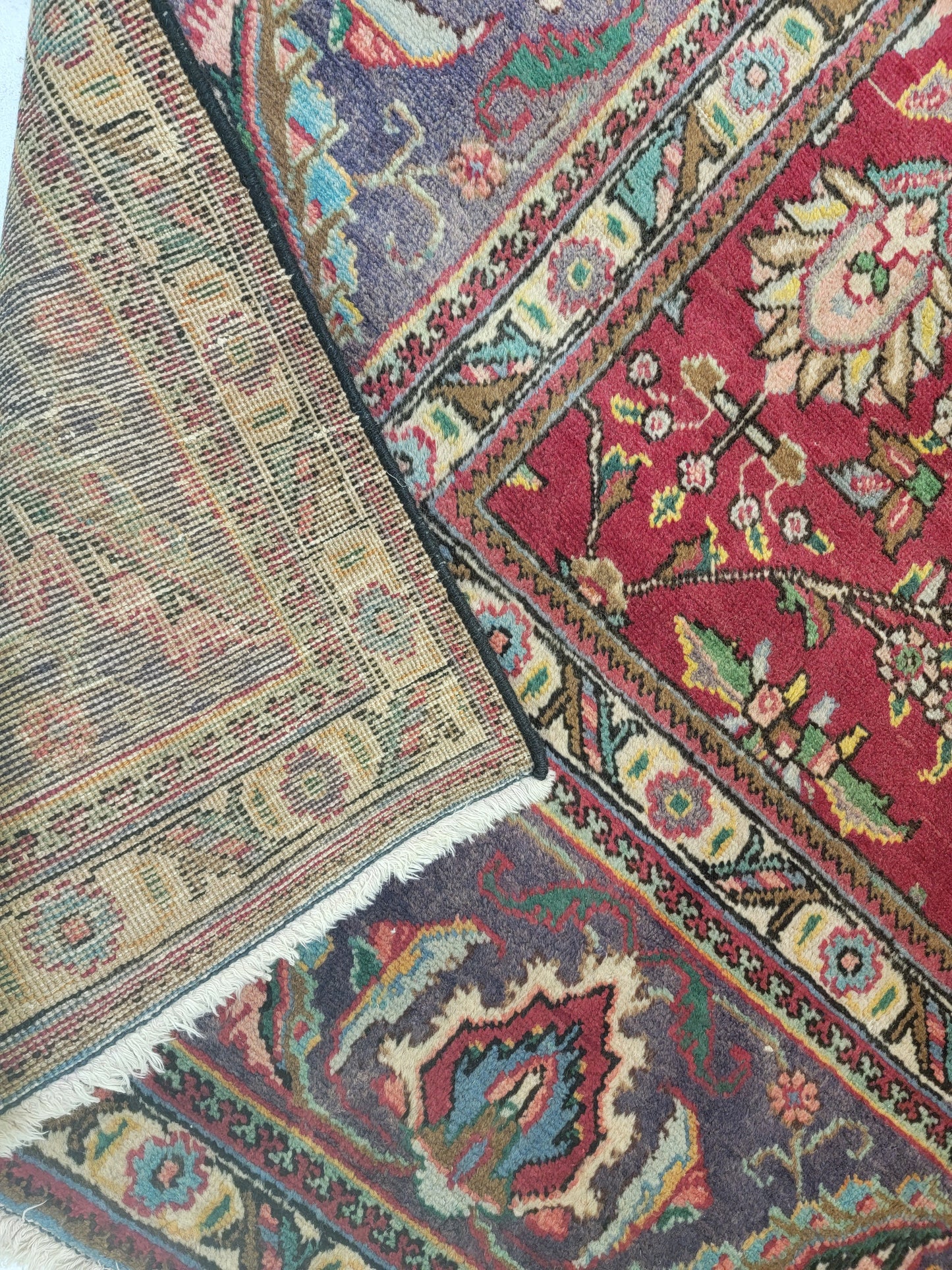 Hand-Knotted Wool Rug Tabriz allover design 9'5" x 12'3"