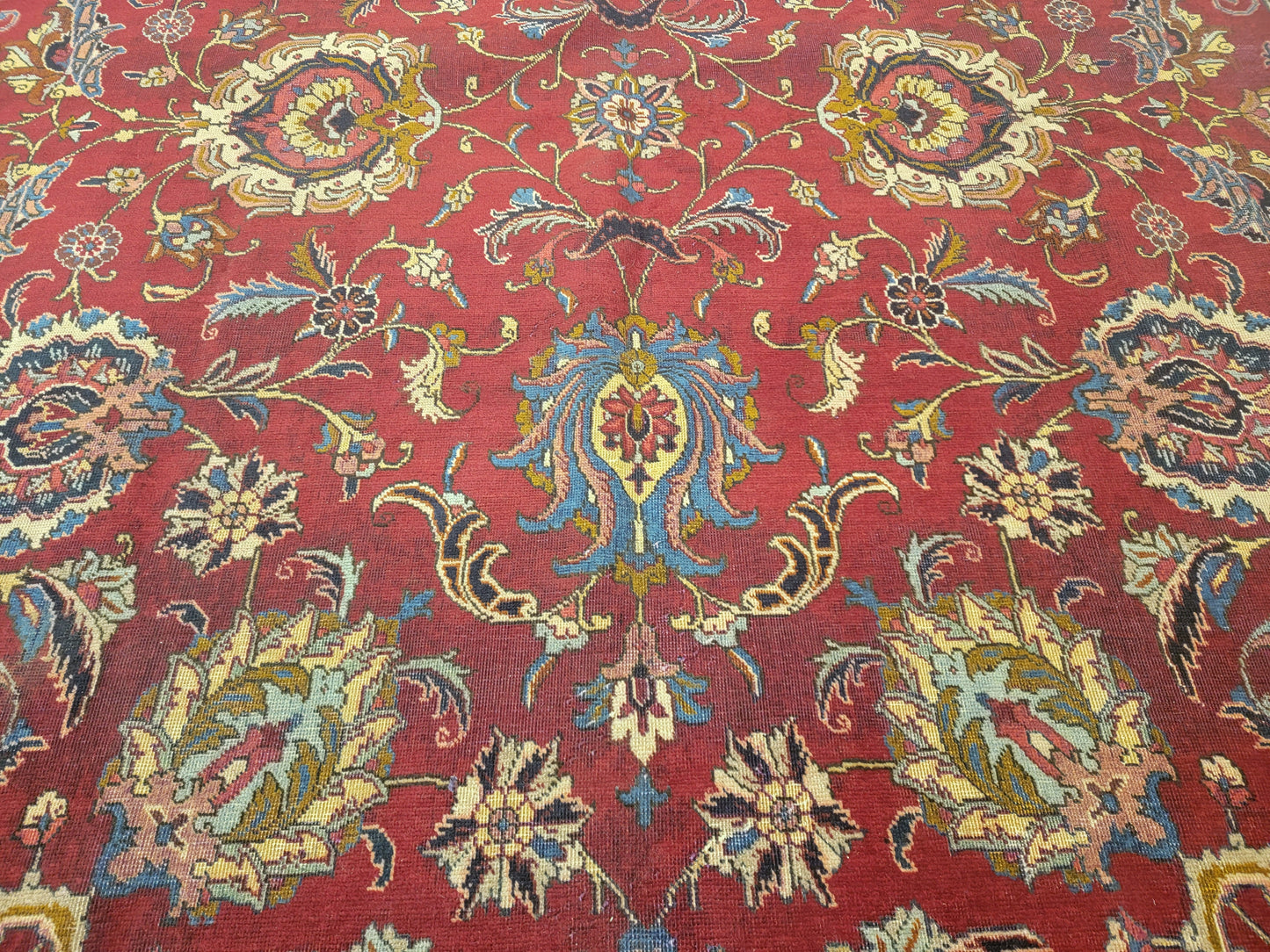 Hand-Knotted Wool Rug Tabriz allover design 9'2" x 11'9"