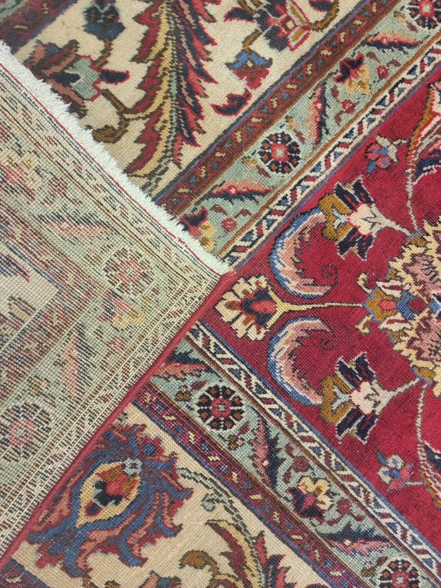 Hand-Knotted Wool Rug Tabriz allover design 9'2" x 11'9"