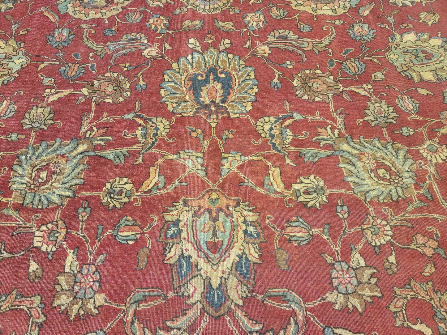 Hand-Knotted Wool Rug Tabriz Allover Design 11' x 12'5"