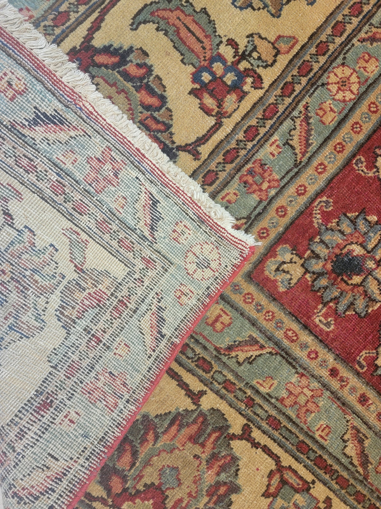 Hand-Knotted Wool Rug Tabriz Allover Design 11' x 12'5"