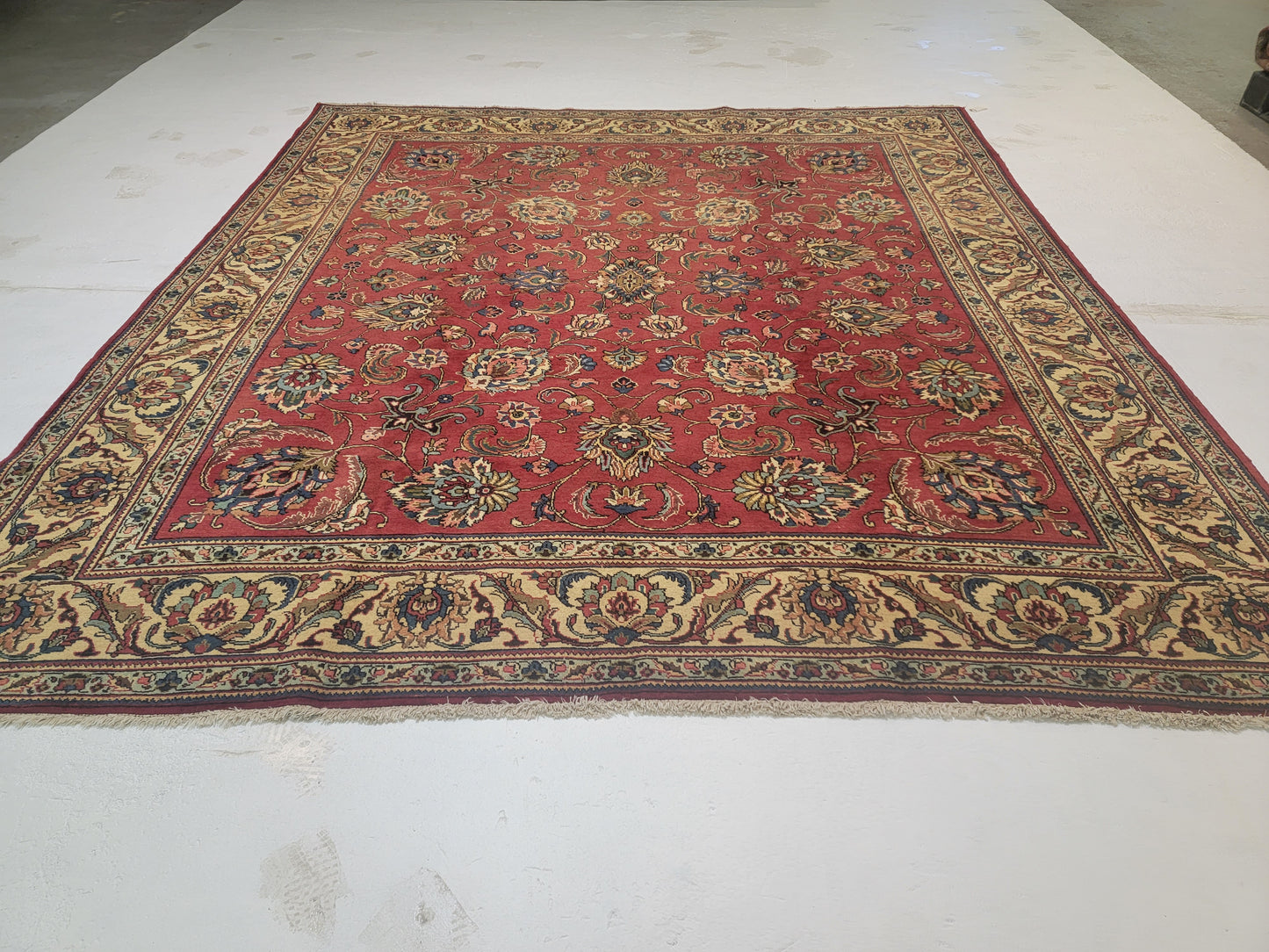 Hand-Knotted Wool Rug Tabriz Allover Design 10' x 11'3"