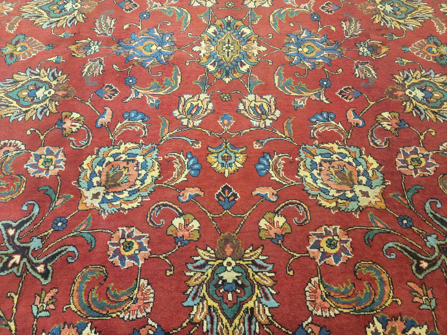 Hand-Knotted Wool Rug Tabriz Allover Design 10' x 11'3"