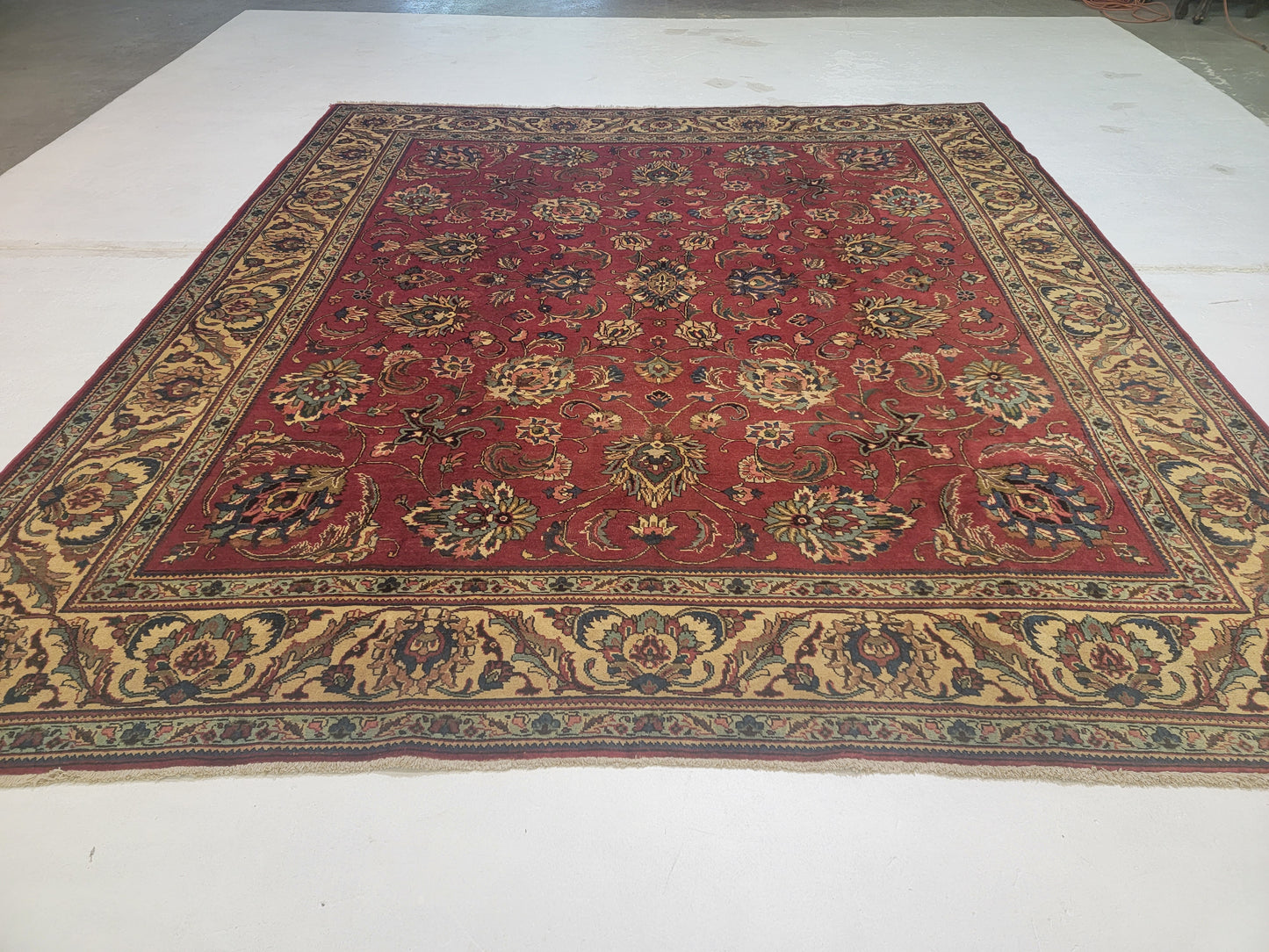 Hand-Knotted Wool Rug Tabriz Allover Design 10' x 11'3"