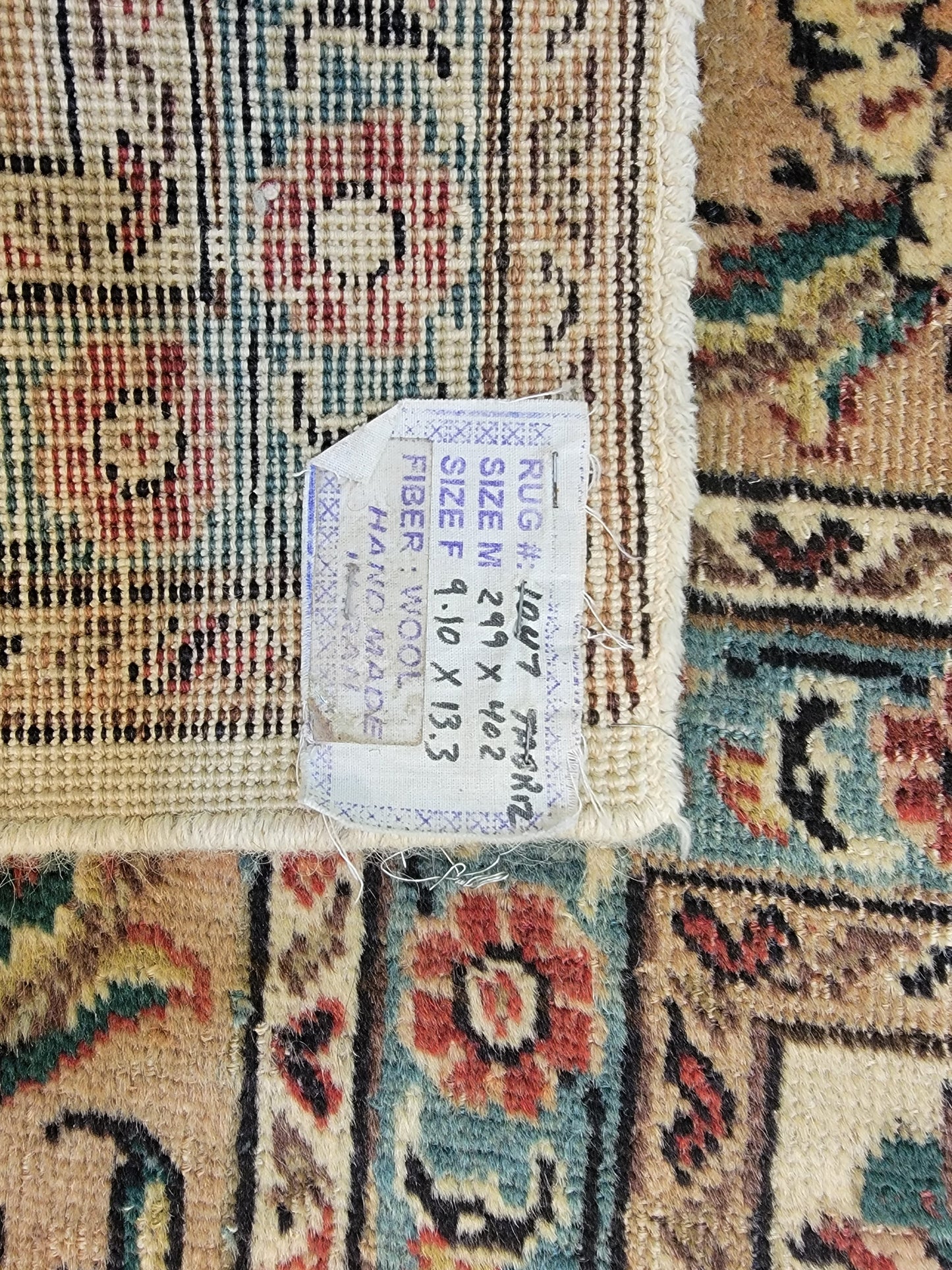 Hand-Knotted Wool Rug Tabriz Allover Design 9'10" x 13'3"
