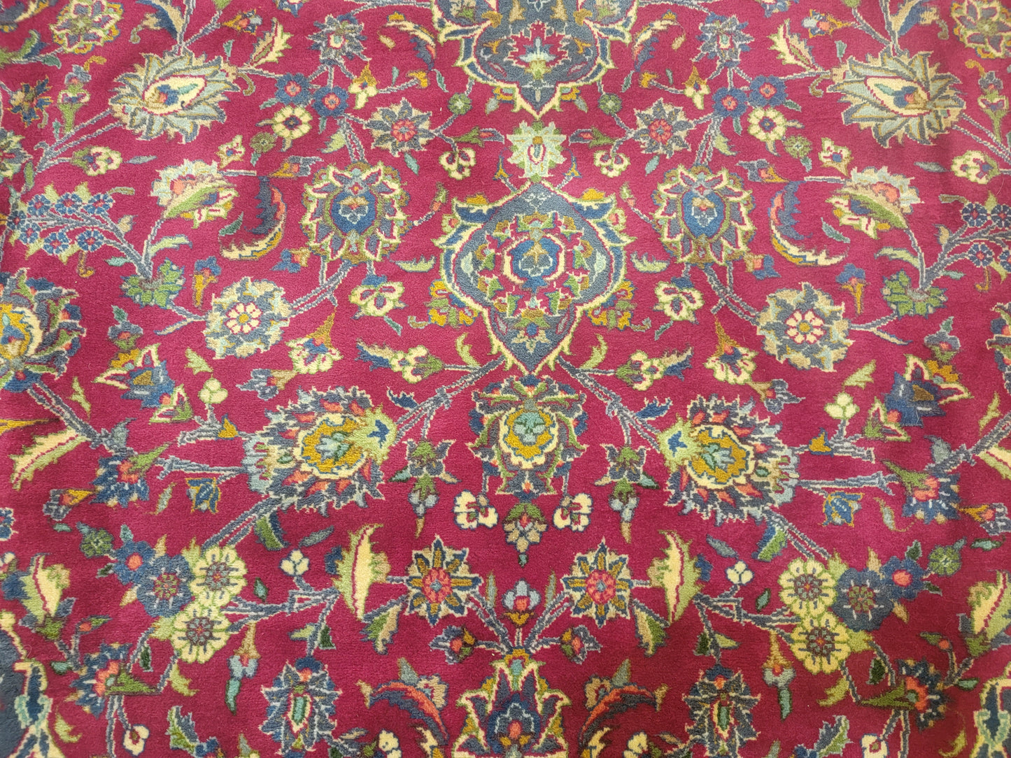 Hand-Knotted Wool Rug Mashad 9'6" x 12'9"