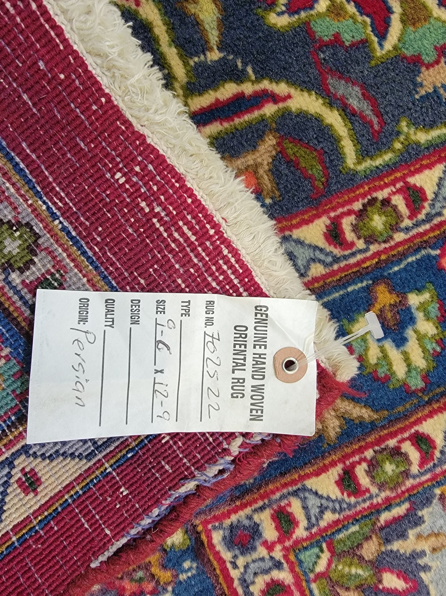 Hand-Knotted Wool Rug Mashad 9'6" x 12'9"