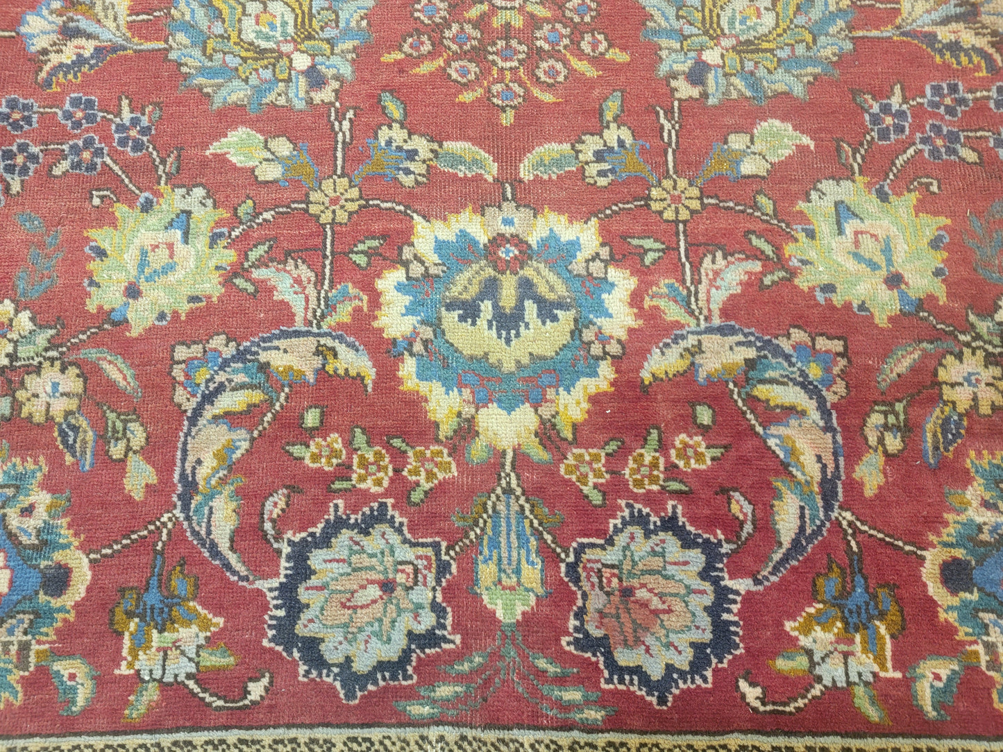 Hand-Knotted Wool Rug Tabriz Allover Design 9'9" x 12'7"