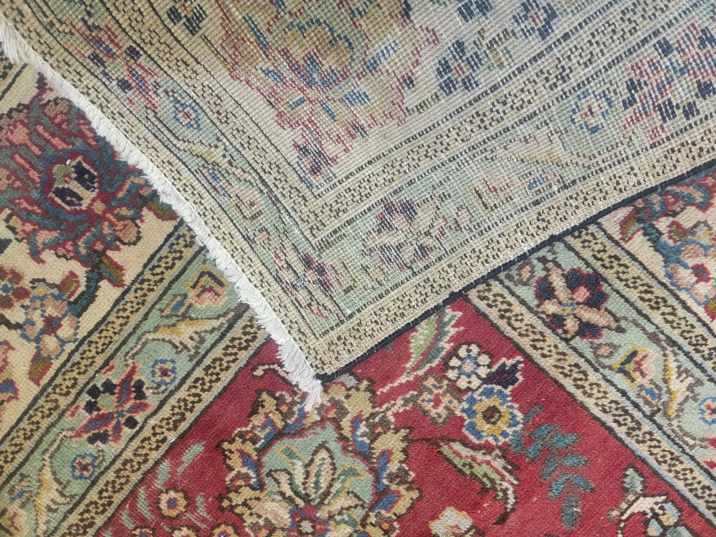 Hand-Knotted Wool Rug Tabriz Allover Design 9'9" x 12'7"