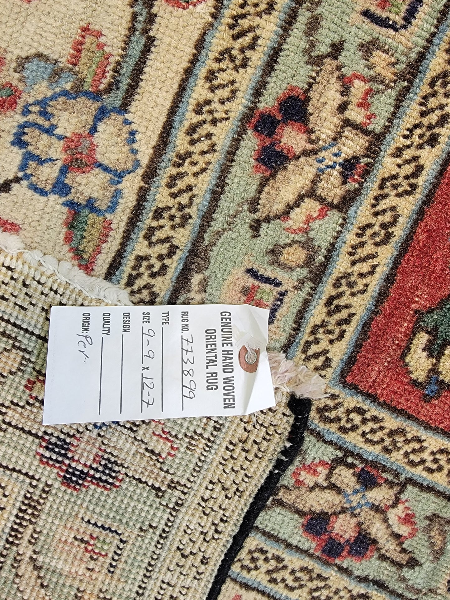 Hand-Knotted Wool Rug Tabriz Allover Design 9'9" x 12'7"