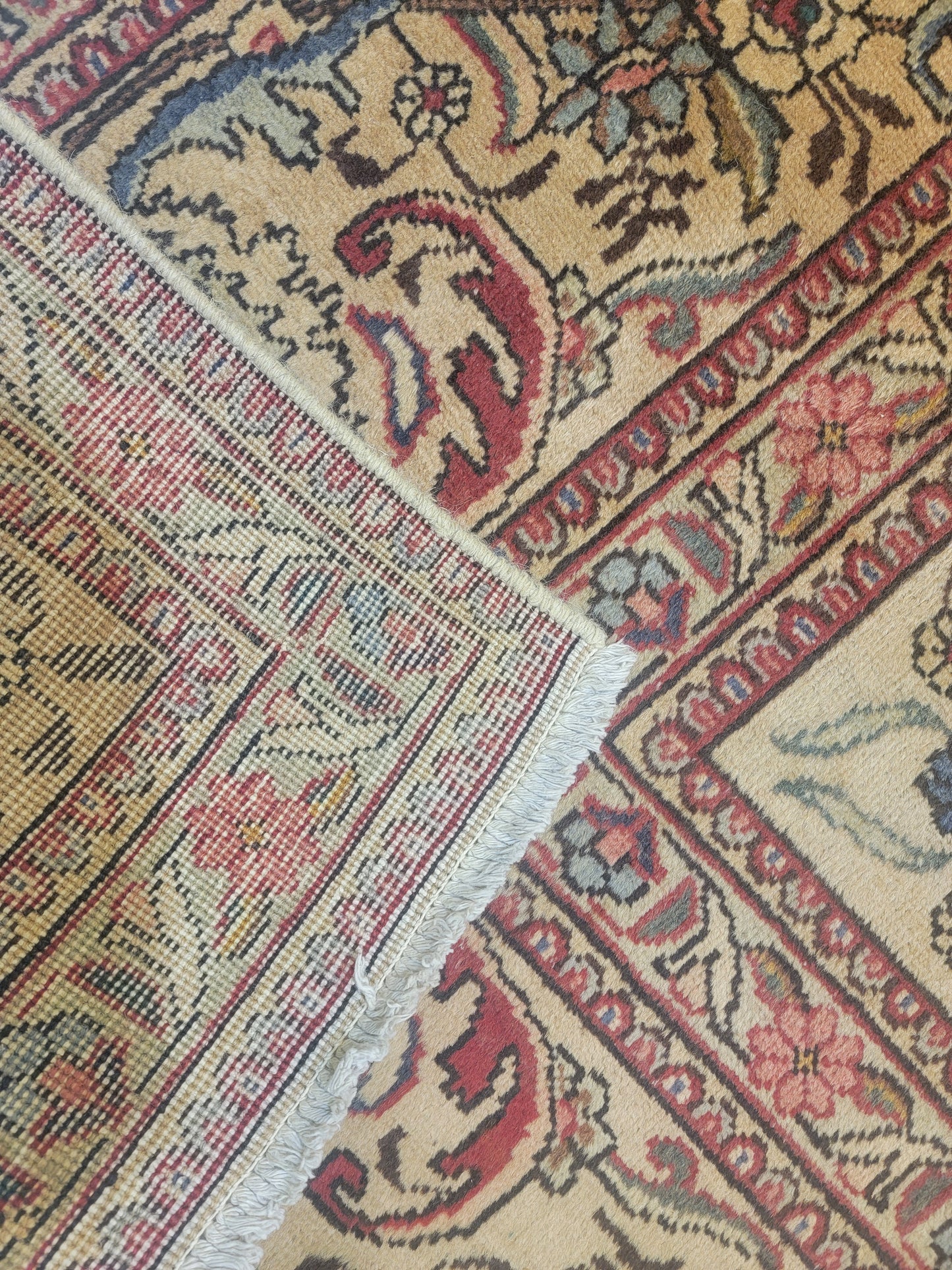 Hand-Knotted Wool Rug Tabriz Allover Design 10'2" x 12'10"