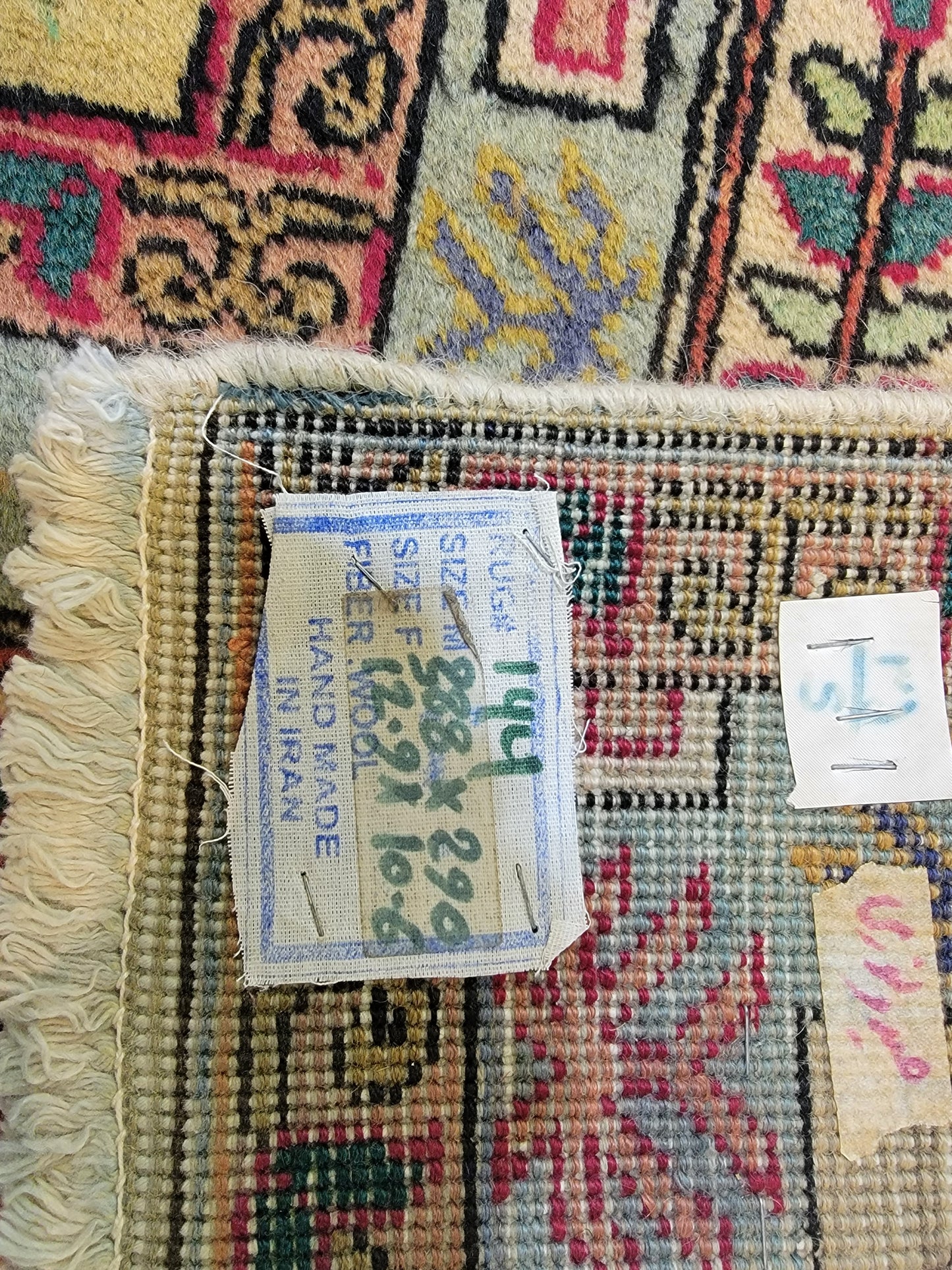 Hand-Knotted Wool Rug Light Green Tabriz Allover Design 10'6" x 12'9"