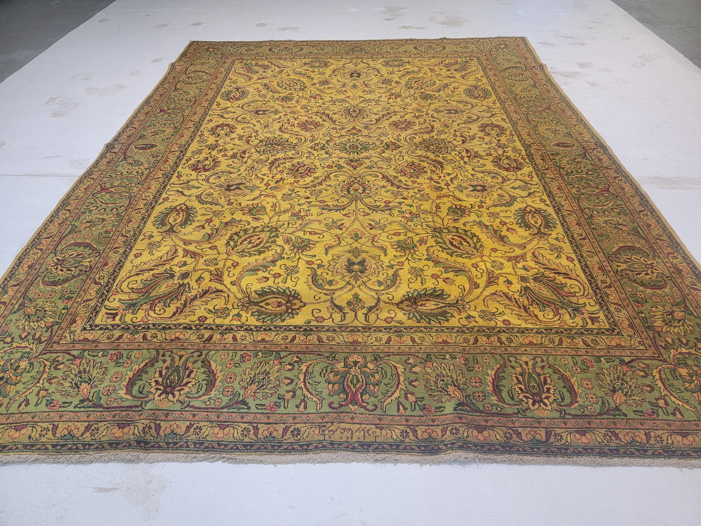 Hand-Knotted Wool Rug Tabriz Allover Design 9'5" x 12'6"