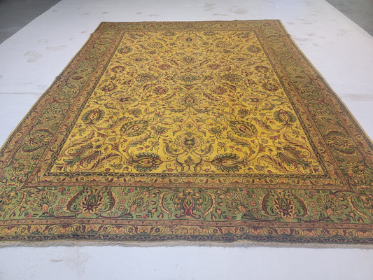 Hand-Knotted Wool Rug Tabriz Allover Design 9'5" x 12'6"