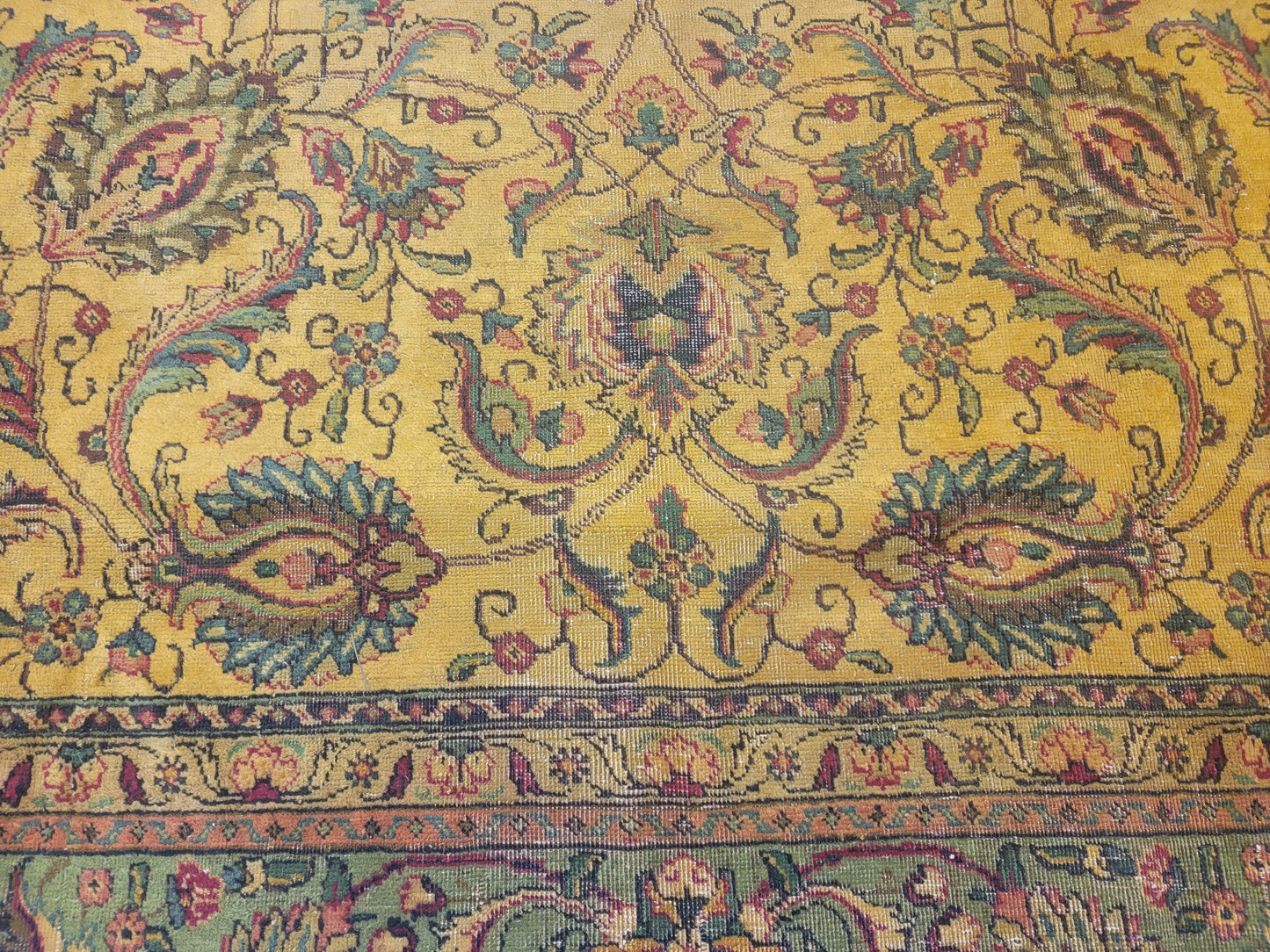 Hand-Knotted Wool Rug Tabriz Allover Design 9'5" x 12'6"