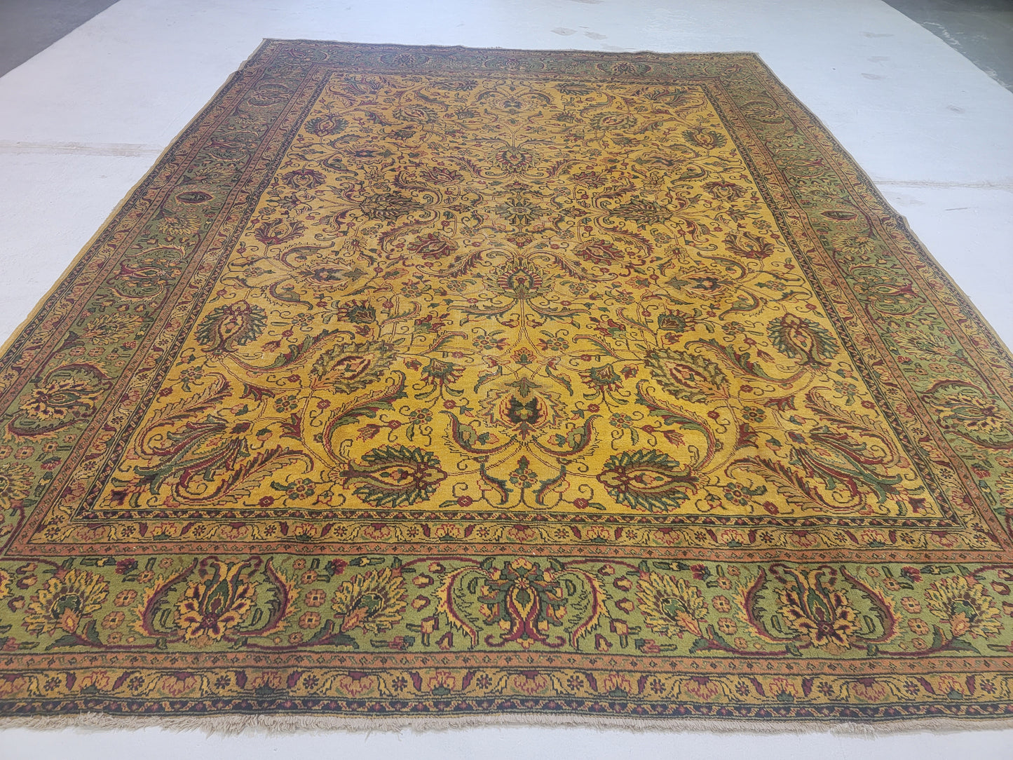 Hand-Knotted Wool Rug Tabriz Allover Design 9'5" x 12'6"