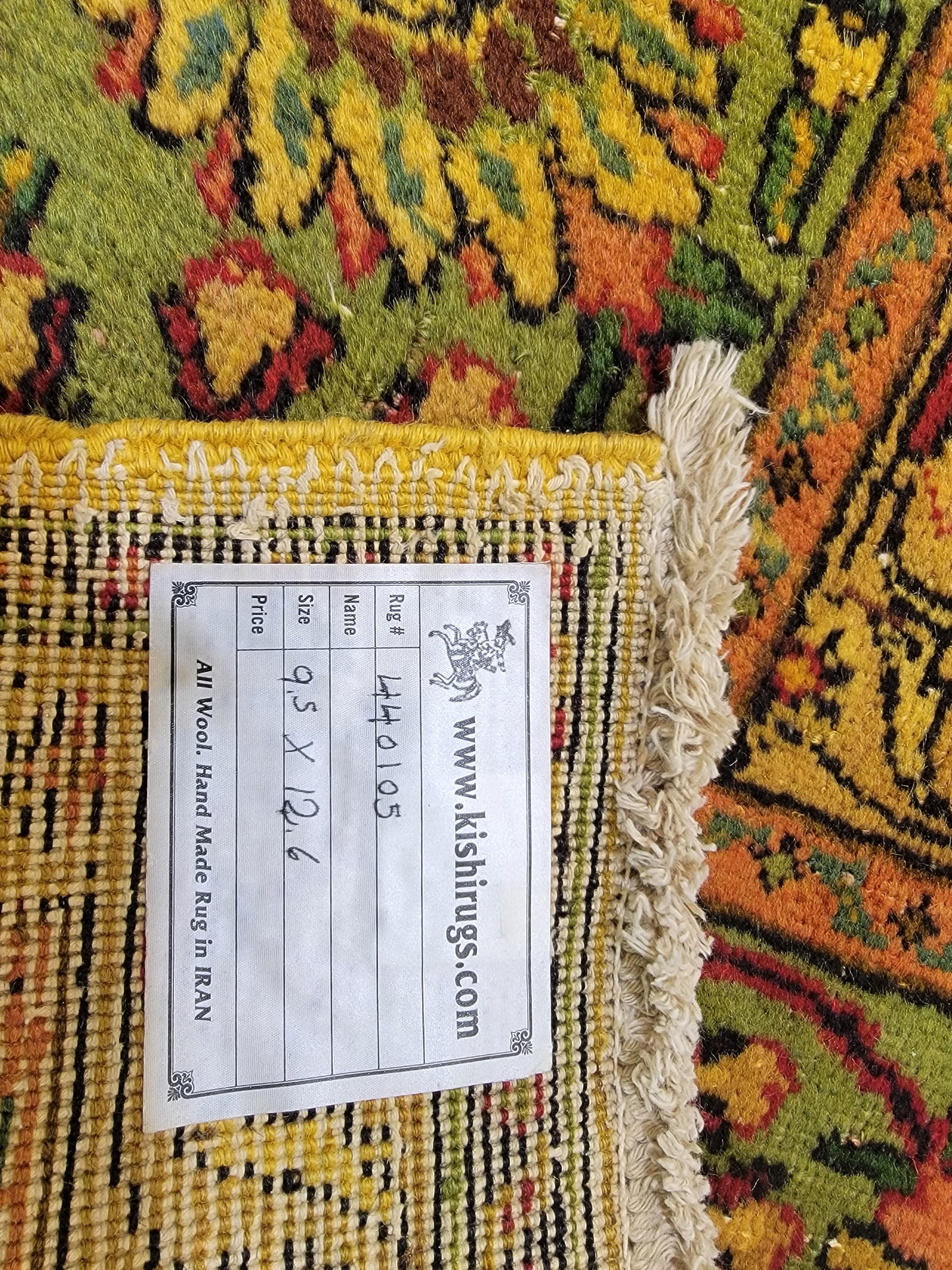 Hand-Knotted Wool Rug Tabriz Allover Design 9'5" x 12'6"