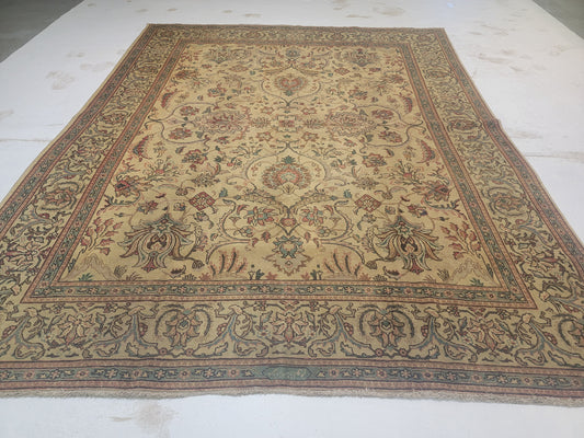 Hand-Knotted Wool Rug Tabriz Allover Design 9'8" x 12'7"