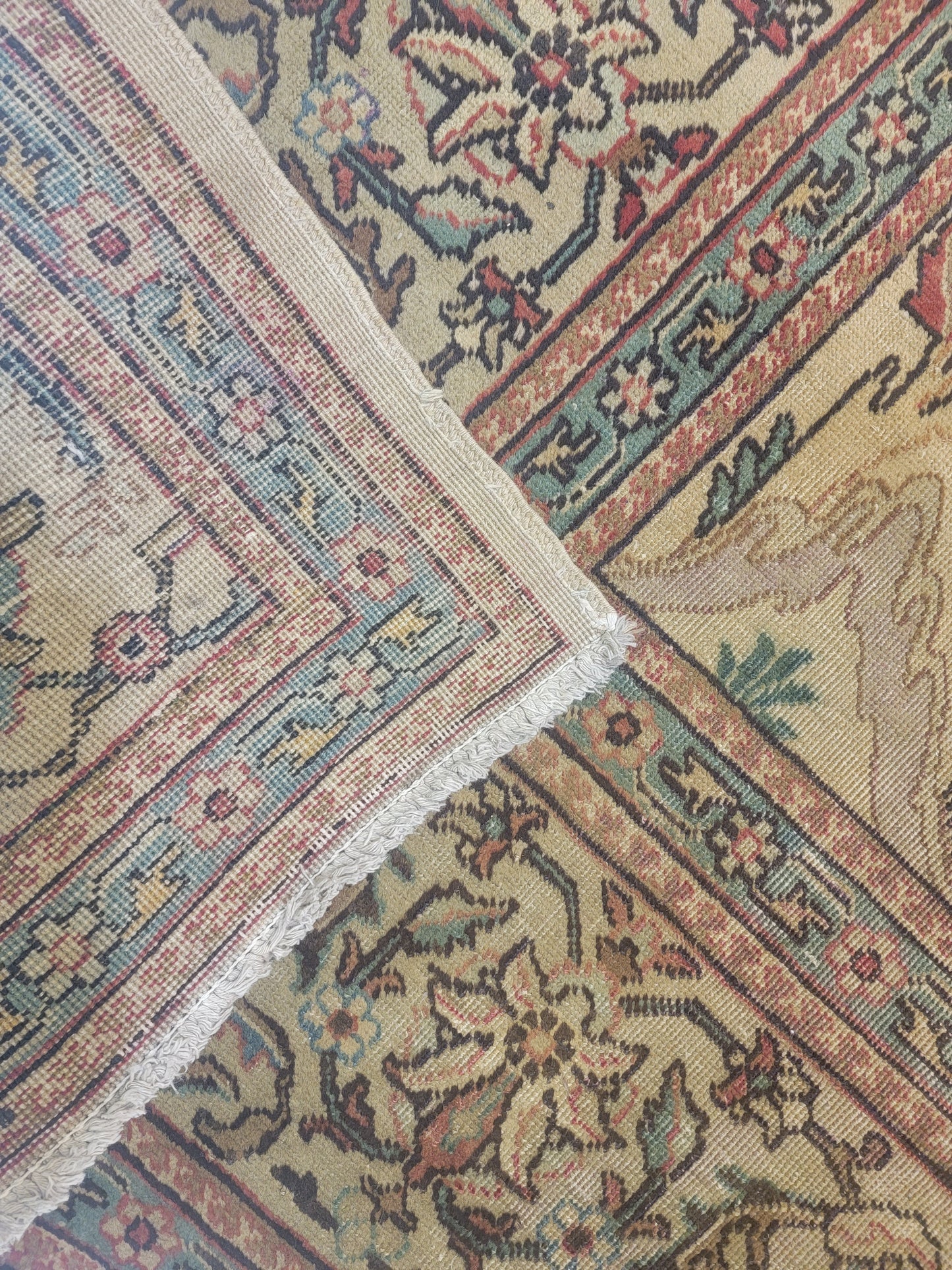 Hand-Knotted Wool Rug Tabriz Allover Design 9'8" x 12'7"