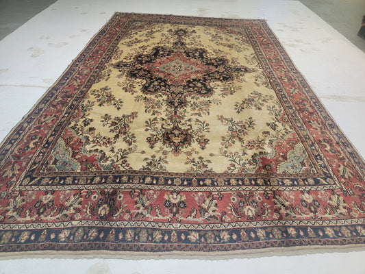Hand-Knotted Wool Rug Tabriz Allover Design 9'6" x 15'