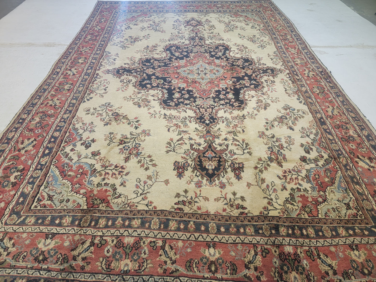 Hand-Knotted Wool Rug Tabriz Allover Design 9'6" x 15'