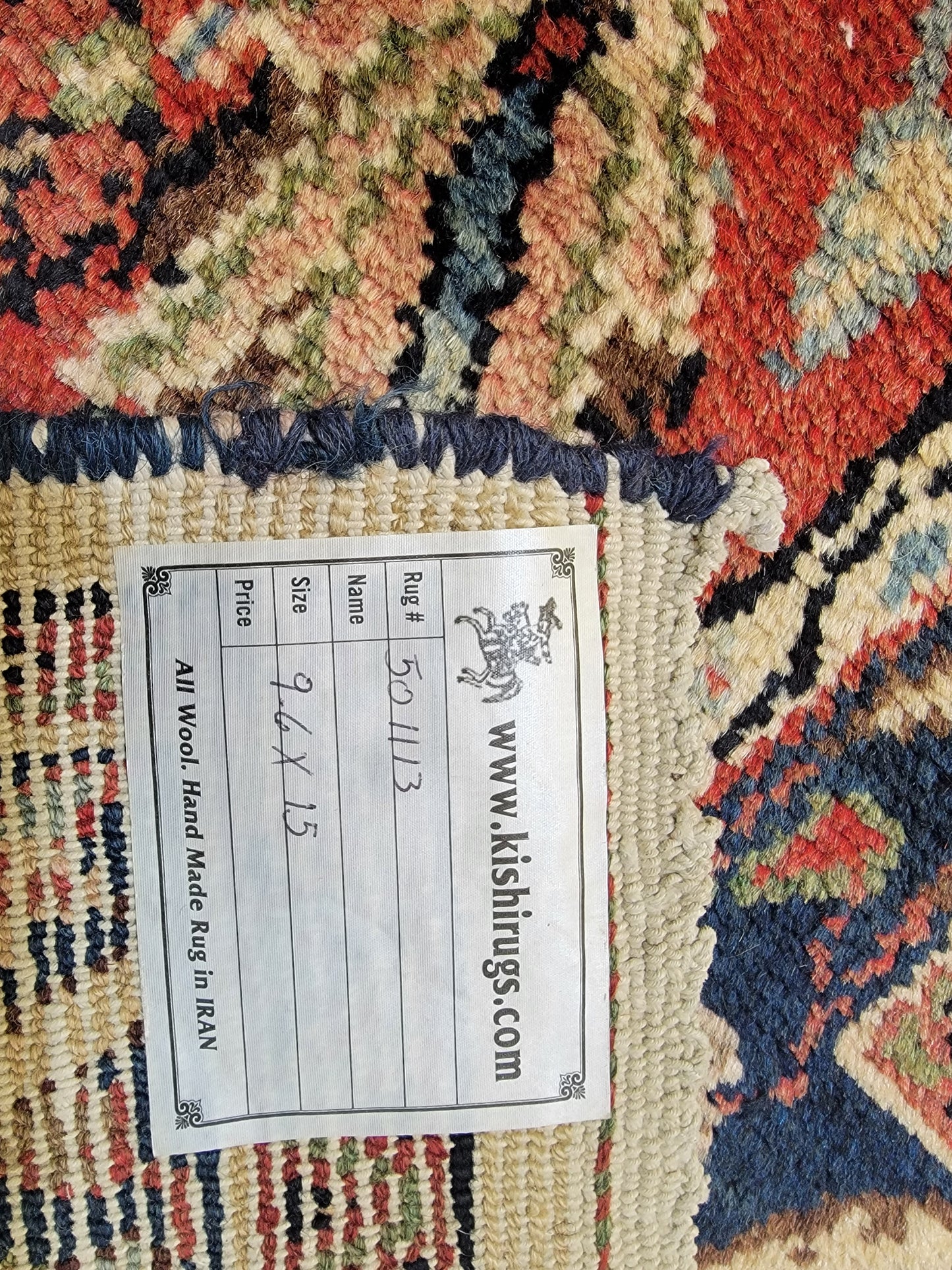 Hand-Knotted Wool Rug Tabriz Allover Design 9'6" x 15'
