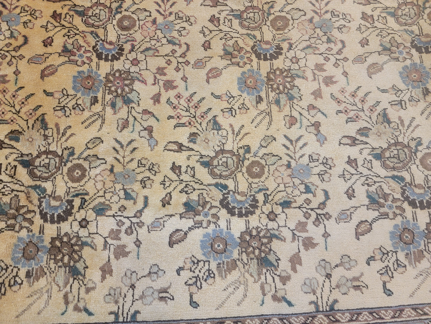 Hand-Knotted Wool Rug Tabriz Allover Design 9'9" x 12'7"