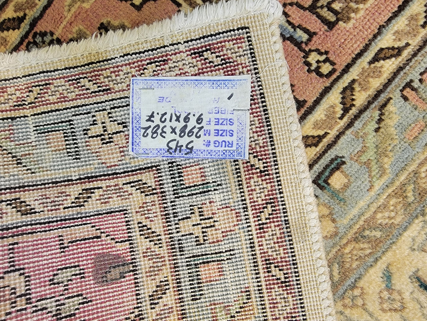 Hand-Knotted Wool Rug Tabriz Allover Design 9'9" x 12'7"