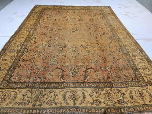 Hand-Knotted Wool Rug  Tabriz Allover Design 9'7" x 13'10"