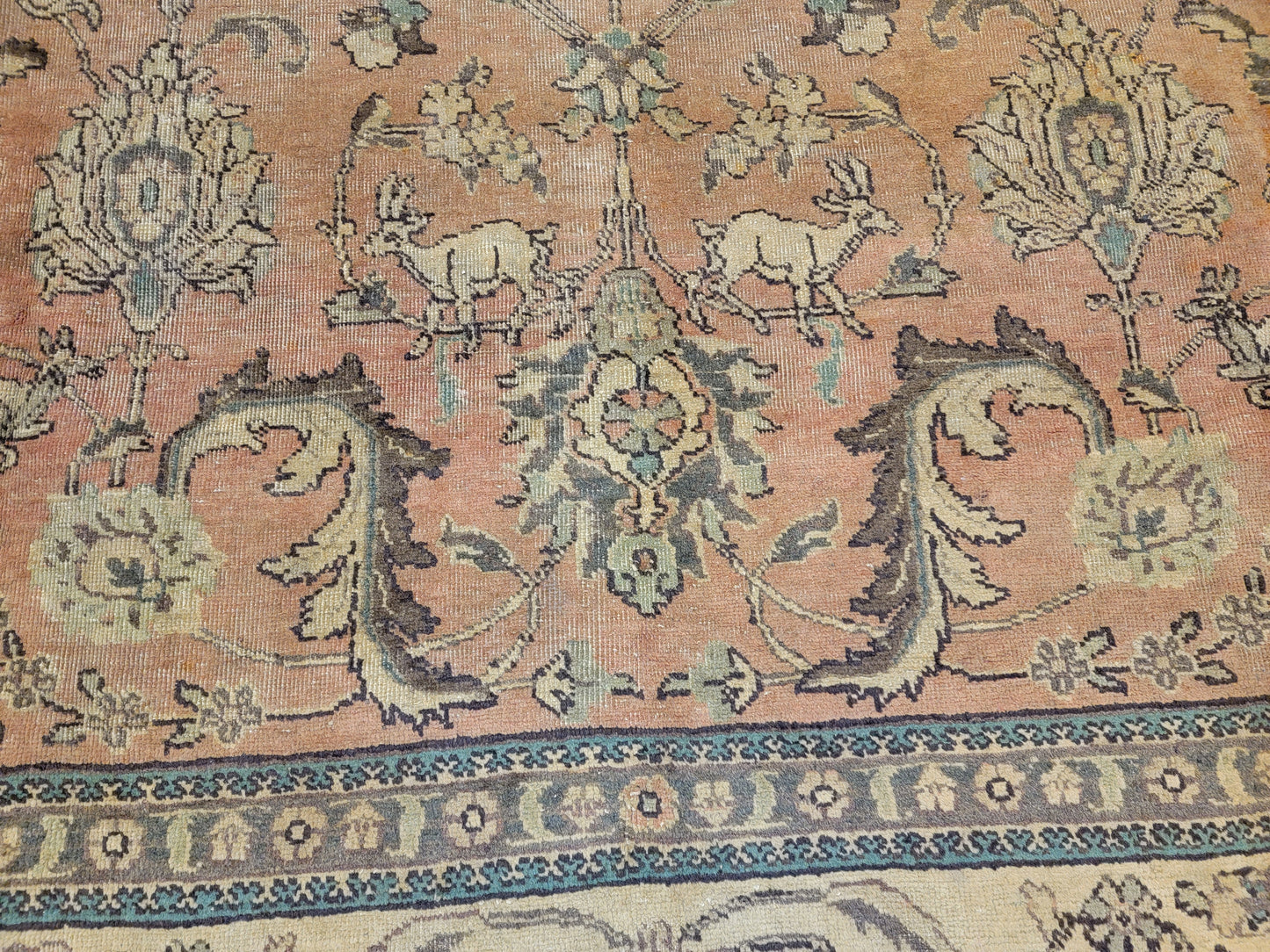 Hand-Knotted Wool Rug  Tabriz Allover Design 9'7" x 13'10"