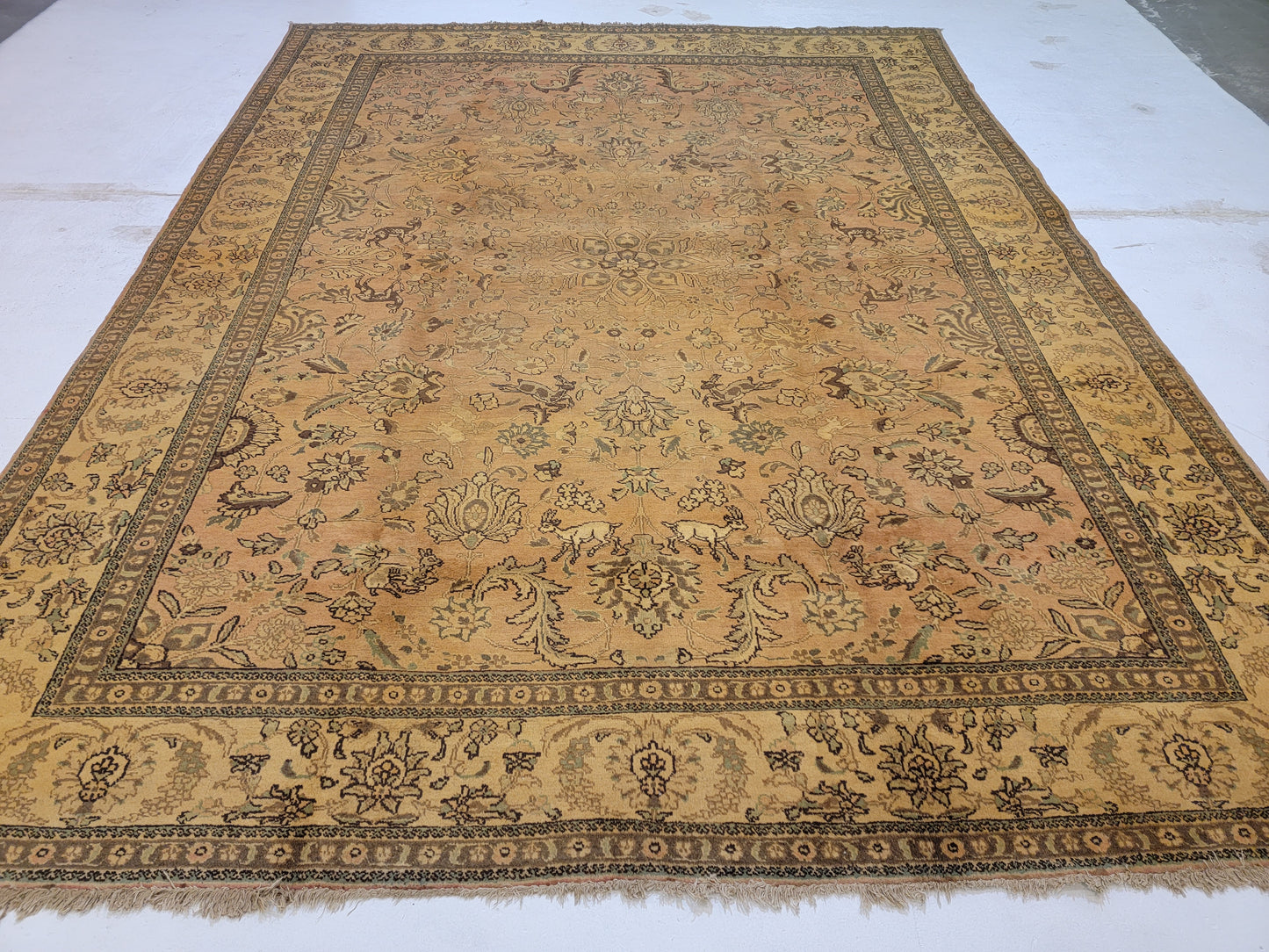 Hand-Knotted Wool Rug  Tabriz Allover Design 9'7" x 13'10"