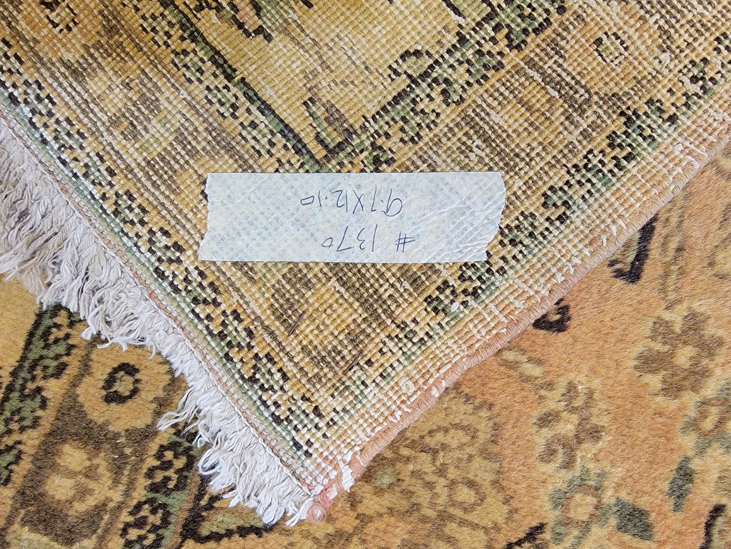 Hand-Knotted Wool Rug  Tabriz Allover Design 9'7" x 13'10"
