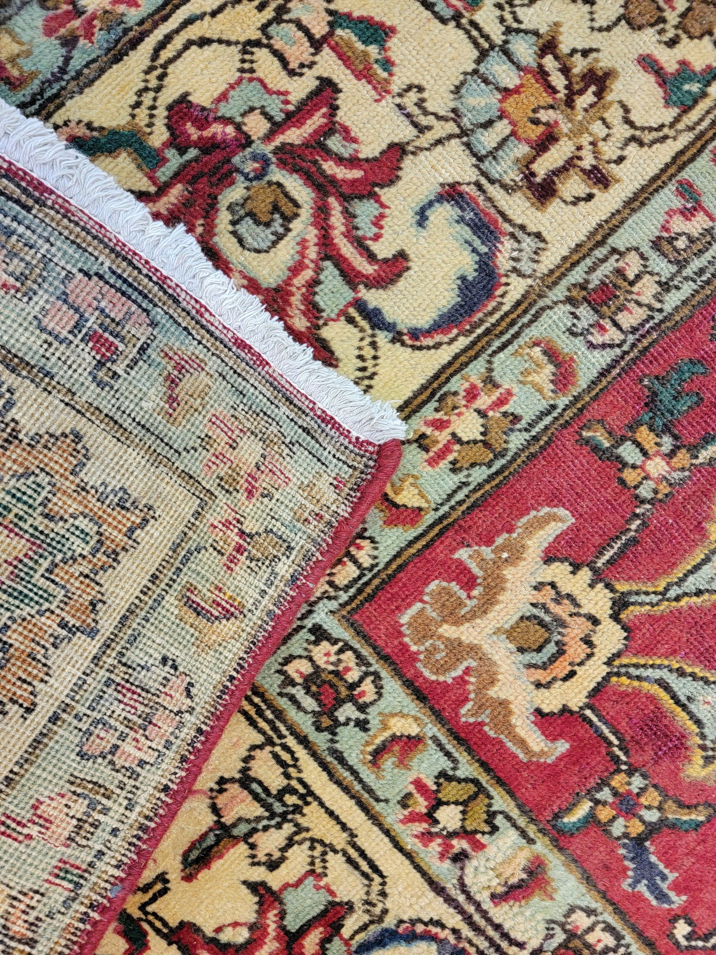 Hand-Knotted Wool Rug Tabriz Allover Design 9'9" x 10'10"