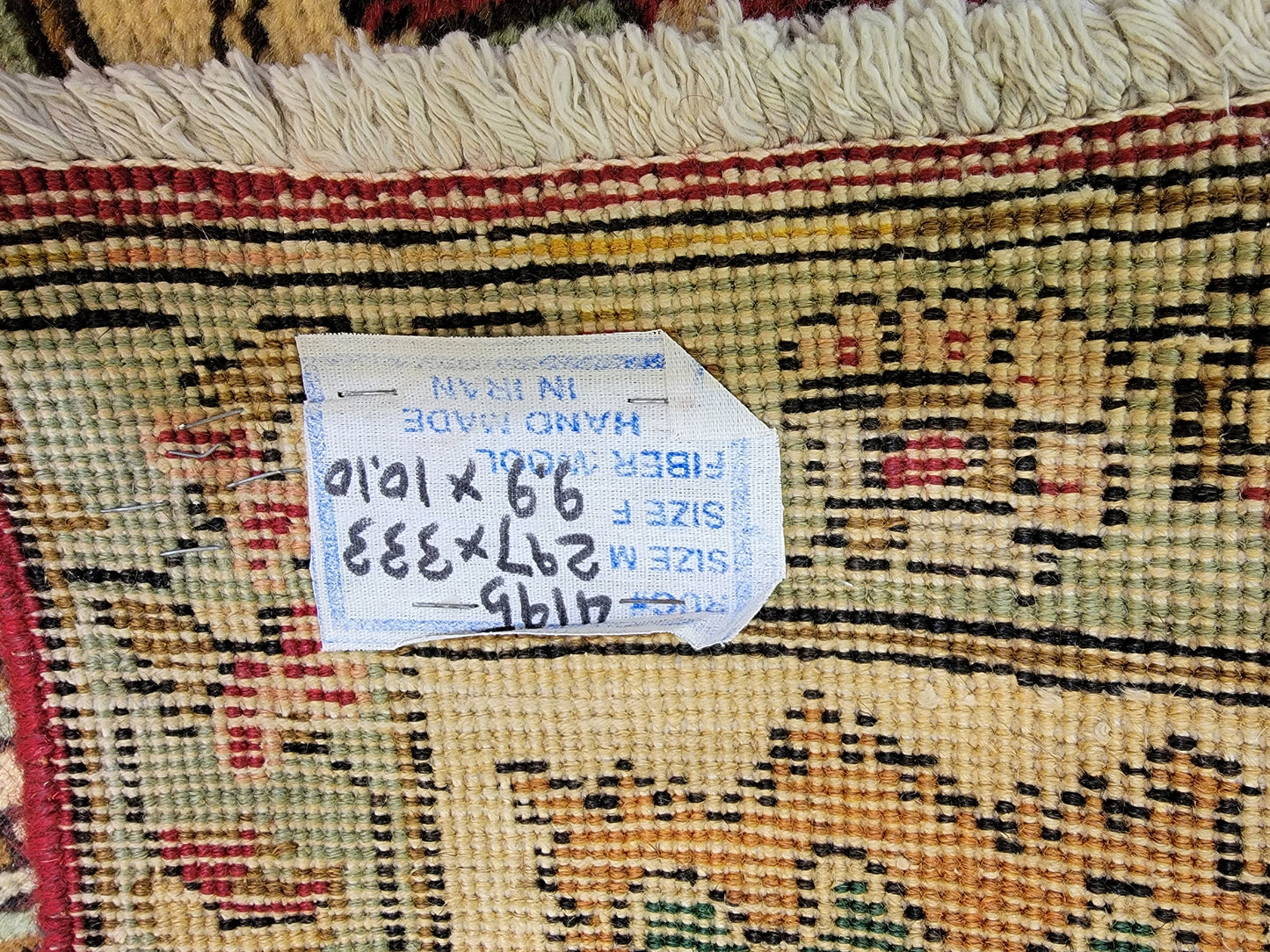 Hand-Knotted Wool Rug Tabriz Allover Design 9'9" x 10'10"