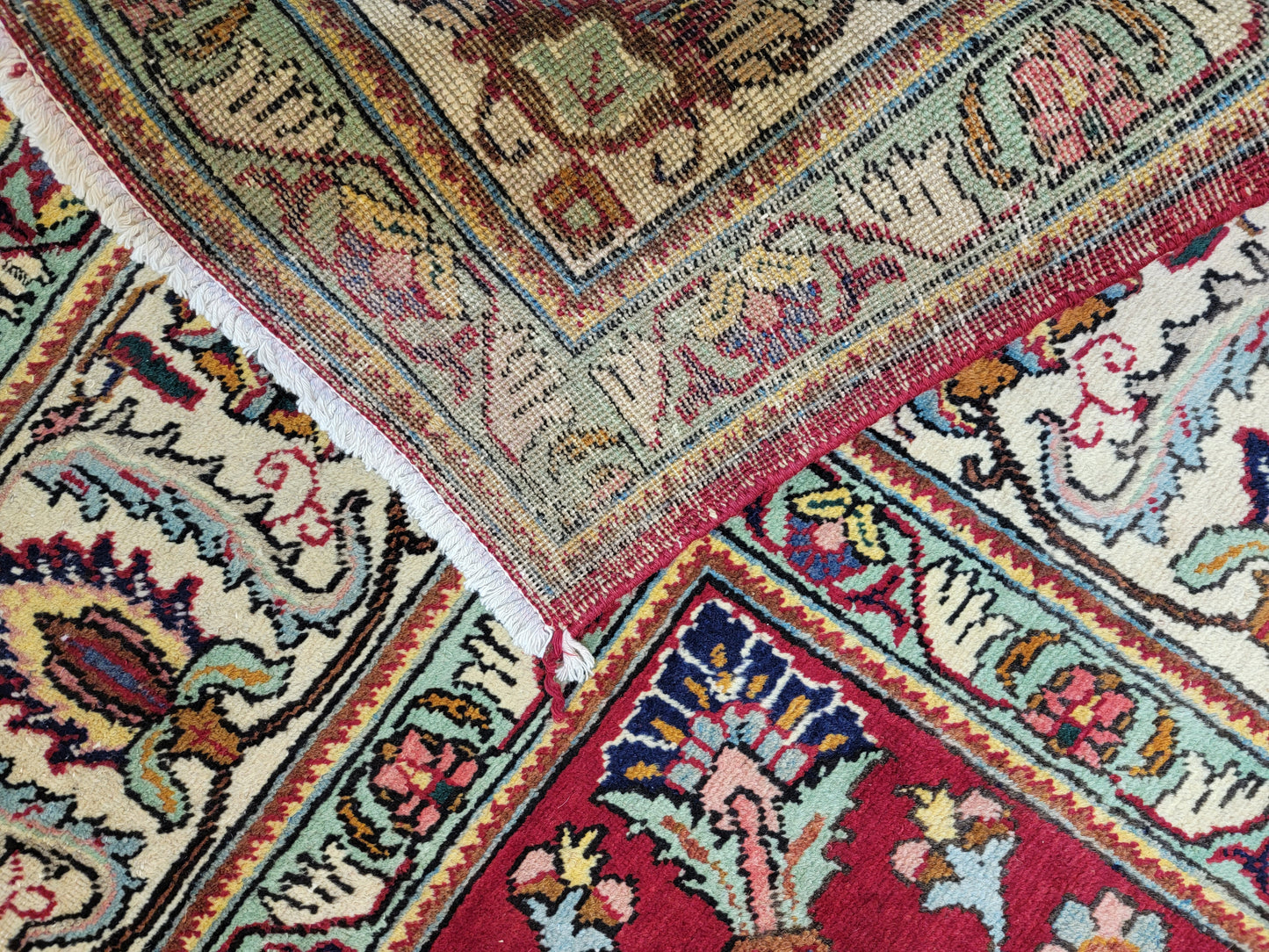 Hand-Knotted Wool Rug Tabriz Allover Design 9'10" x 11'10"