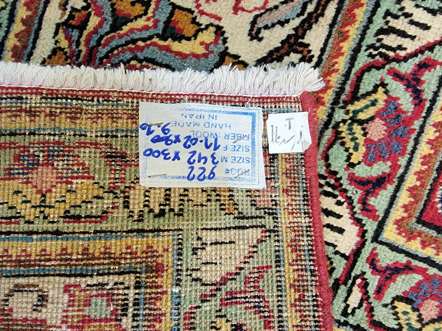 Hand-Knotted Wool Rug Tabriz Allover Design 9'10" x 11'10"
