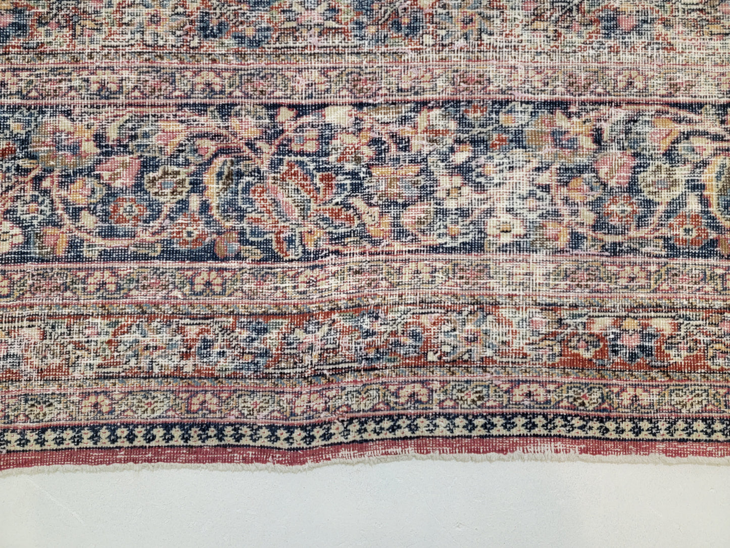 Hand-Knotted Wool Destressed Rug Khorassan/mashad Medallion  Design 10'6" x 13'